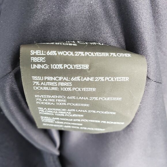 New Club Monaco Womens Vittoriah Coat Overcoat Zip Wool Blend Belt Navy Blue XS - Picture 6 of 6